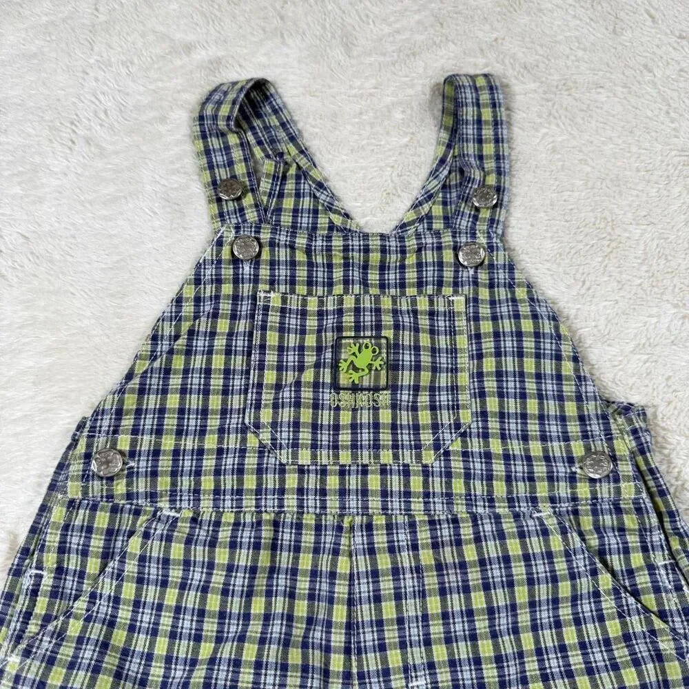 Vintage OshKosh B’Gosh Plaid Frog Boys Overalls